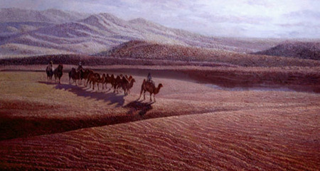 裴连志油画作品《丝绸之路》